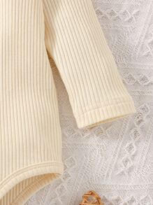 嬰兒彩虹刺繡T恤連體衣 - 杏色 - 查看 3