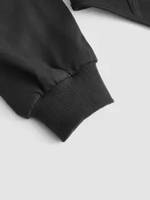 SHEIN MOD Grommet Eyelet Cutout Front High Low Hoodie - Black - View 4