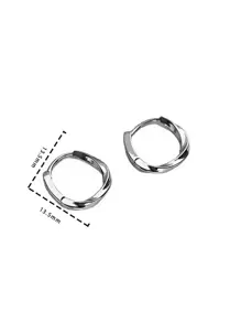 Nooxian 扭結設計圓耳環 - 銀色 - 查看 3