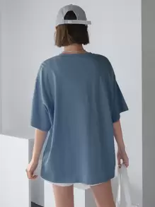 DAZY 标语和心形印花落肩 T 恤 HAVE A HOLIDAY 夏季超大 T 恤