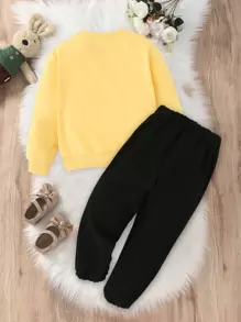 SHEIN Cô Gái Trẻ Kỳ lân in Áo chui đầu và quần thể thao - Nhiều màu - Xem 2