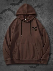 ROMWE MEN Áo nỉ Nam Dây kéo Lễ Các Thánh Đường phố - Màu nâu Sô-cô-la - Xem 2