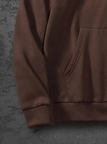 ROMWE MEN Áo nỉ Nam Dây kéo Lễ Các Thánh Đường phố - Màu nâu Sô-cô-la - Xem 3