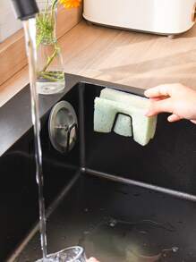 1pc No-Drill Sponge Holder,Wall Mount Sponge Rack,Stainless Steel Sink Drain Rack,Random Color - Black - View 6