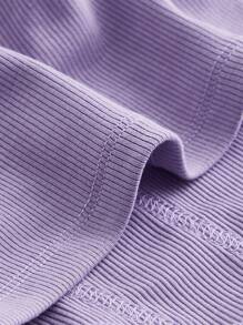 SHEIN MOD One Shoulder Cut Out Hanky Hem Top - Lilac Purple - View 3