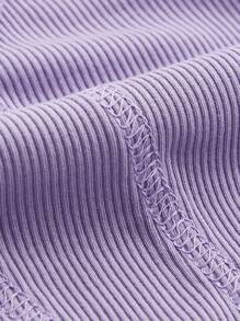 SHEIN MOD One Shoulder Cut Out Hanky Hem Top - Lilac Purple - View 4