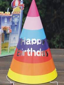 10pcs Slogan Graphic Random Birthday Party Hat, Rainbow Party Headwear, For Birthday Party - Multicolor - View 3