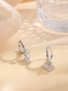 方晶鋯石裝飾耳環 - 銀色 - 查看 2