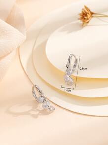 方晶鋯石裝飾耳環 - 銀色 - 查看 4