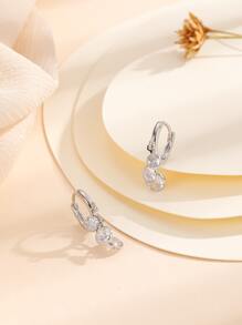 方晶鋯石裝飾耳環 - 銀色 - 查看 3