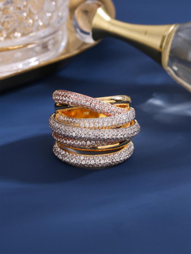 1pc Fashionable Luxury Multi-Colored Cubic Zirconia Women's Wrap Ring, Mother's Day Gift