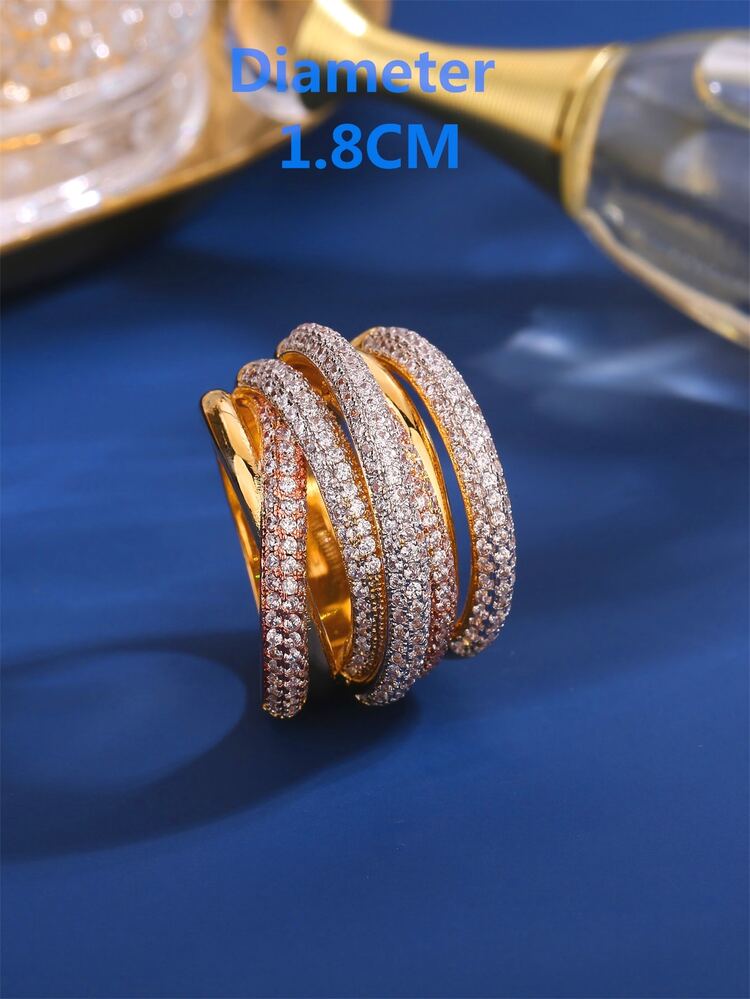 1pc Fashionable Luxury Multi-Colored Cubic Zirconia Women's Wrap Ring, Mother's Day Gift