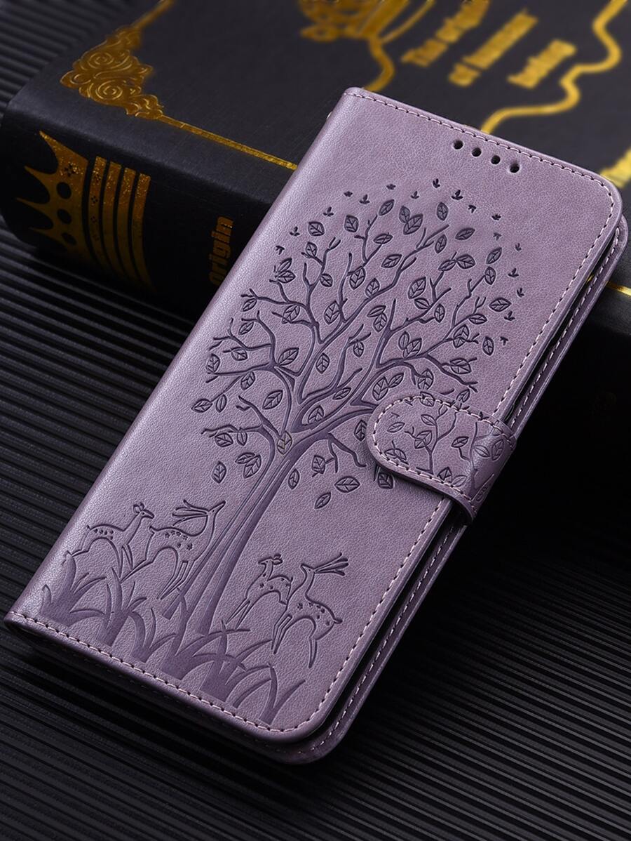 Tree Embossed Flip Phone Case - Purple - View 1