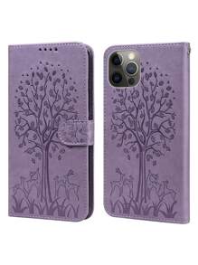 Tree Embossed Flip Phone Case - Purple - View 2