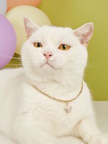 水鑽皇冠吊墜寵物項鍊 - 黃色 - 查看 1