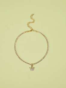 水鑽皇冠吊墜寵物項鍊 - 黃色 - 查看 2