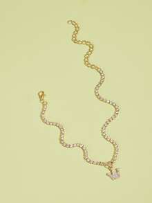 水鑽皇冠吊墜寵物項鍊 - 黃色 - 查看 3