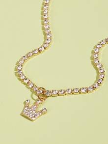 水鑽皇冠吊墜寵物項鍊 - 黃色 - 查看 4