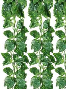 2入組人造植物綠色常春藤葉花環壁掛藤蔓家庭花園裝飾婚禮派對DIY假花環葉 - 綠色 - 查看 1