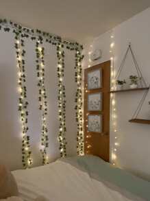 2入組人造植物綠色常春藤葉花環壁掛藤蔓家庭花園裝飾婚禮派對DIY假花環葉 - 綠色 - 查看 3