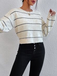 Chiquease Striped Drop Shoulder Jumper - Beige - View 3