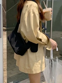 極簡風格方包帶零錢包 - 黑色 - 查看 6