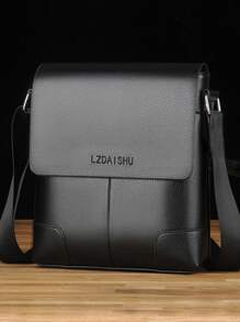 Học sinh trung học Đại học Sinh viên năm nhất túi đeo chéo đa chức năng túi đeo vai túi thông thường Túi vuông dập chữ nam, Túi xách Túi đi học, Cao đẳng, Ngoài trời, Thể thao, Đi lại - màu đen - Xem 1