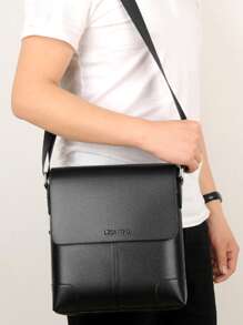 Học sinh trung học Đại học Sinh viên năm nhất túi đeo chéo đa chức năng túi đeo vai túi thông thường Túi vuông dập chữ nam, Túi xách Túi đi học, Cao đẳng, Ngoài trời, Thể thao, Đi lại - màu đen - Xem 7