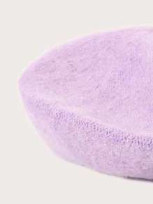 Solid Minimalist Beret - Violet Purple - View 3