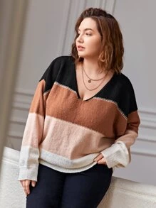 SHEIN Frenchy Áo len Plus Size Khối Màu Giải trí - Nhiều màu - Xem 2