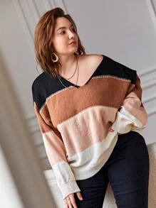 SHEIN Frenchy Áo len Plus Size Khối Màu Giải trí - Nhiều màu - Xem 5
