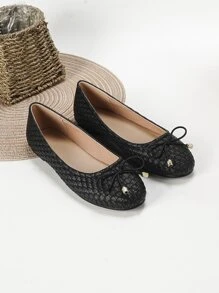 Giày bệt Nữ Nơ Bướm màu trơn Kỳ nghỉ - màu đen - Xem 1