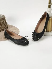 Giày bệt Nữ Nơ Bướm màu trơn Kỳ nghỉ - màu đen - Xem 2