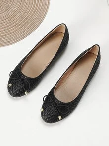 Giày bệt Nữ Nơ Bướm màu trơn Kỳ nghỉ - màu đen - Xem 4