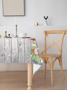 1pc Christmas Slogan & Gonk Print Tablecloth - Multicolor - View 3