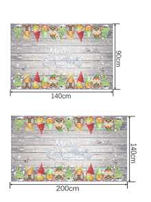 1pc Christmas Slogan & Gonk Print Tablecloth - Multicolor - View 4