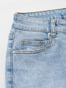 SHEINBlues Jeans desgarro ribete sin dobladillo de pierna bootcut - Lavado ligero - Ver 8