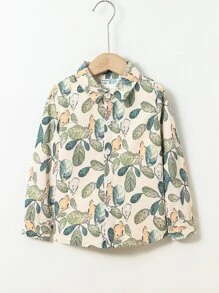 Toddler Boys Plants Print Shirt & Pants Without Tee - Multicolor - View 3