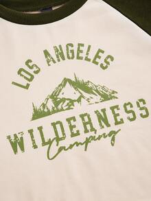 SHEIN MOD Letter Graphic Raglan Sleeve Crop Sweatshirt - Multicolor - View 6