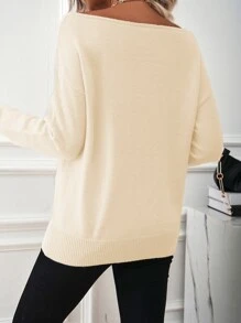 SHEIN LUNE Jersey de cuello barco de hombros caídos