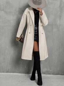 Chiquease Plicated Detail Batwing Sleeve Overcoat - Apricot - View 1