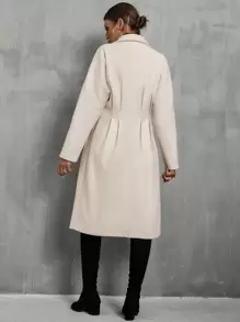 Chiquease Plicated Detail Batwing Sleeve Overcoat - Apricot - View 2