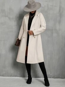 Chiquease Plicated Detail Batwing Sleeve Overcoat - Apricot - View 4