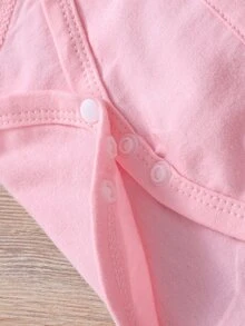 Baby Girl Floral Print Kangaroo Pocket Hooded Bodysuit With Pants - Multicolor - View 8