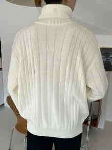 DAZY Men Turtleneck Drop Shoulder Jumper - Beige - View 2