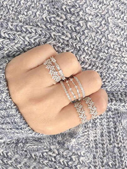 8pcs Rhinestone Decor Ring