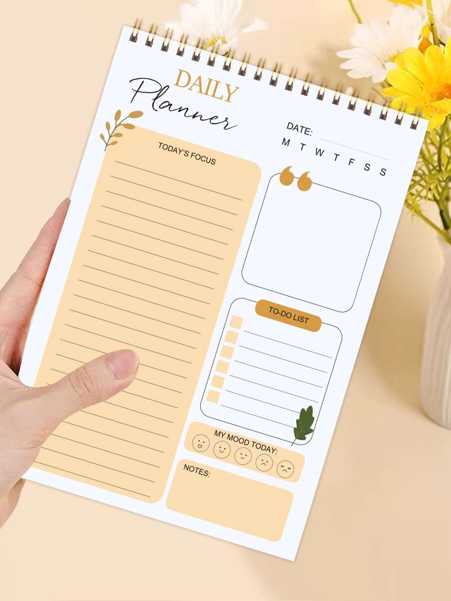 Trees 1 pc daily planner to do list notepad - Yellow - View 1