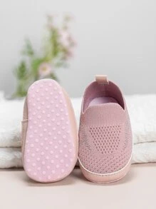 适合日常穿着的婴儿纯色一脚蹬运动鞋 - 粉色 - 查看 5