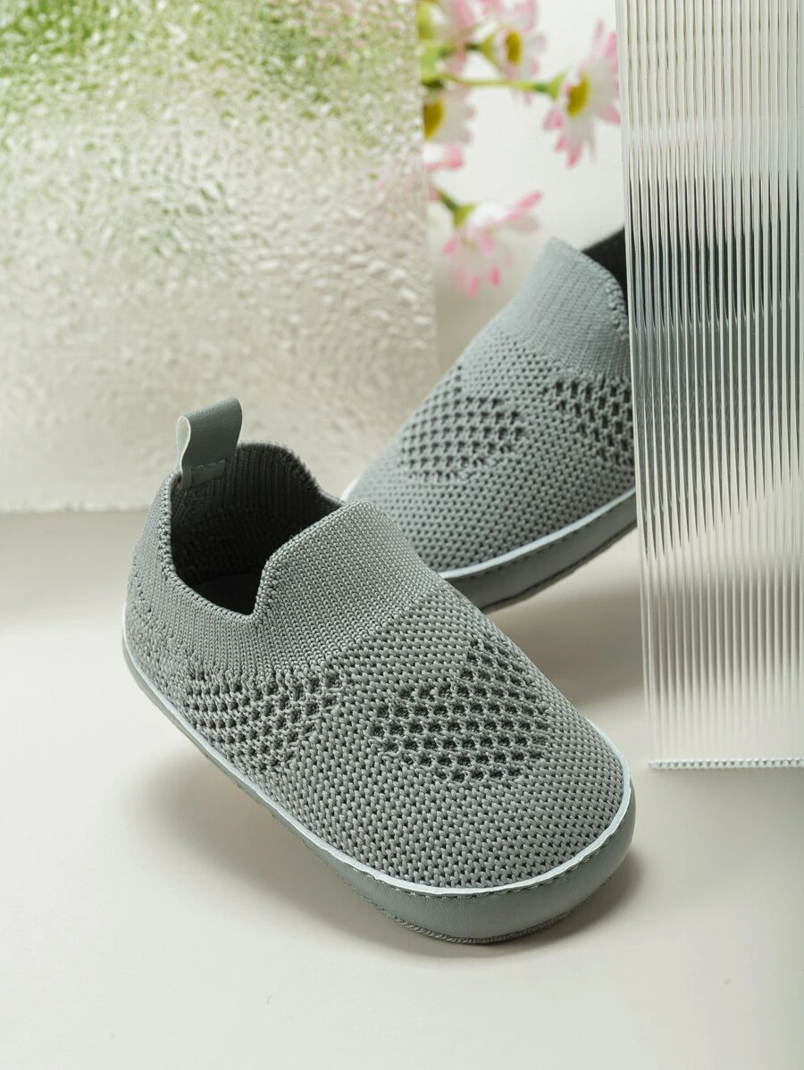 婴儿纯色心形可爱便鞋 - 灰色 - 查看 1