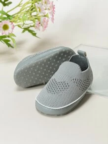 婴儿纯色心形可爱便鞋 - 灰色 - 查看 2
